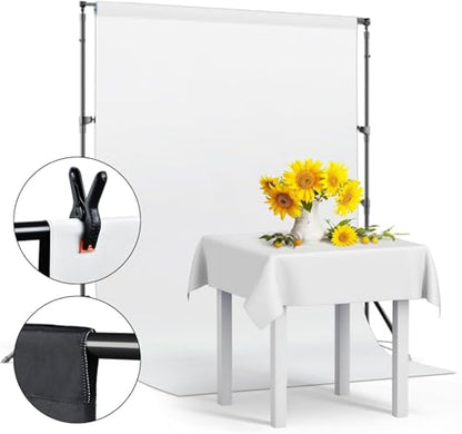 UTEBIT Black White Backdrop, 5x6.5ft Photo Backdrop Curtain with 4 Clamps for Photoshoot, Pure Photographic Studio Backgrounds, Thick Polyester Fabric Photography for Party Portraits Video Recording