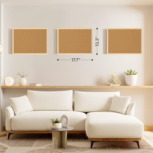 2 Pcs Cork Board, 17.7''x13.3'' Bulletin Board, Wooden Framed Corkboards for Wall, Small Cork Board, Vision Board Supplies, Prayer Board, Picture Board for Photos, Office, Home Decor, School - color: Wood