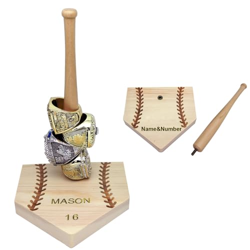 Championship Ring Display Case Baseball Ring Holder Accessories Softball Gifts League Trophy Sports Memorabilia Man Cave Decor Home Plate - color: Home Plate