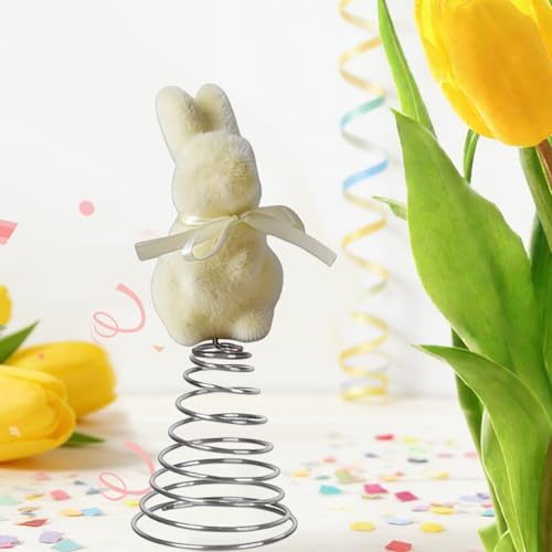 Easter Tree Topper Bunny,Spring Festival Moss Rabbit Ornament | Flocking Bunny Topper | for Home Farmhouse Party Mantel Cabinet Porch Basket Gathering Celebration - color: Yellow