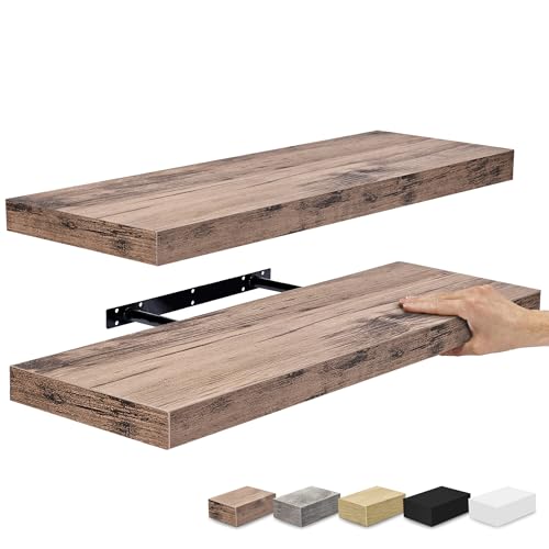 Sorbus Floating Shelves for Wall - 24" Bathroom Shelves, Wall Decor for Bedroom, Kitchen, Living Room, Home Decor & Book Storage - Mounted Floating Shelf with Invisible Brackets (Mahogany, 2 Pack) - color: Mahogany, size: 2 Pack