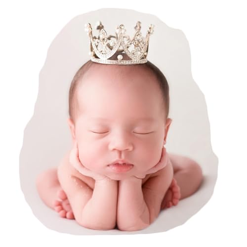Zeroest Newborn Photography Crown Headband - Baby Princess Tiara for Infant Photo Shoots, Birthday Party -Rhinestone Prop - color: Silver 1#