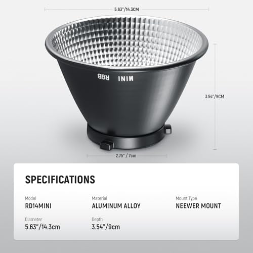 NEEWER Reflector Diffuser for MS60C MS60B MS150B Mini LED Video Light, Lamp Shade Dish for Wider and Even Photography Lighting Control Photo Studio Portrait Video Recording, RD14Mini