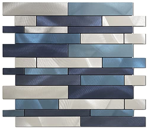 10 Sheets Peel and Stick Backsplash Tile for Kitchen, Self-Adhesive Mosaic Tile, Stick on Bathroom Vanities，Fireplace Décor, Laundry Table(11.25" X 12.7") (Blue Series) - color: blue series