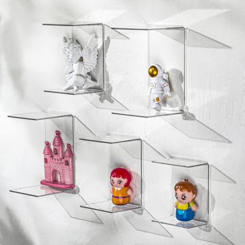 Chuangdi 20 Pcs Acrylic Display Risers, Clear Product Stand, Jewelry Display Riser Shelf Showcase Fixtures for Figure Dessert Cupcake Candy Action Showcase(Large Set) - color: Clear, size: Large Set