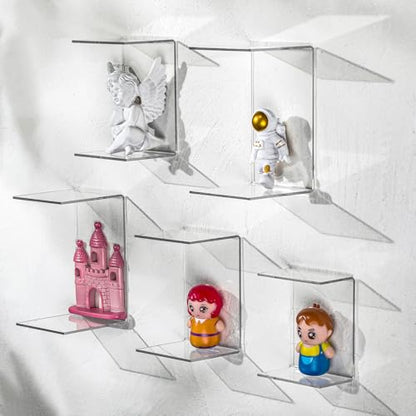 Chuangdi 20 Pcs Acrylic Display Risers, Clear Product Stand, Jewelry Display Riser Shelf Showcase Fixtures for Figure Dessert Cupcake Candy Action Showcase(Large Set) - color: Clear, size: Large Set