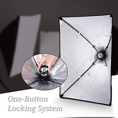 ShowMaven Softbox Lighting Kit Photography- Professional Continuous Light System Photo Lighting Kit with E27 135W Bulbs 5500K Photo Equipment for Portraits Video Shooting