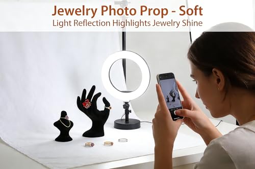 Hand-Shaped Jewelry Display Stand - 7-Inch Black Velour Holder for Rings, Bracelets & Photo Props