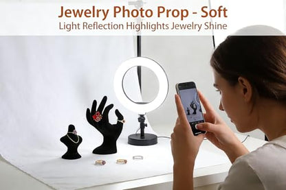 Hand-Shaped Jewelry Display Stand - 7-Inch Black Velour Holder for Rings, Bracelets & Photo Props