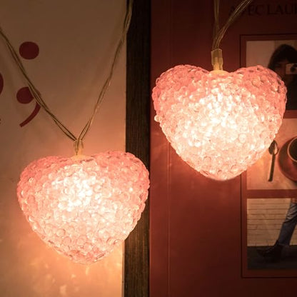 YOLIGHT Pink Heart String Lights, 6.5ft 10 LED Valentines Lights Battery Operated with Timer, Heart Decoration for Home Window Girls Room Wedding Party Mother's Day(Warm White) - style: Pink Hearts