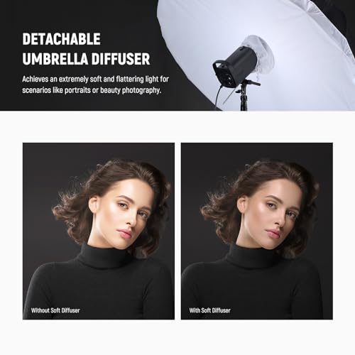 NEEWER 41"/104cm Parabolic Reflective Umbrella Photography with Silver Inner, Soft Lighting with Diffuser Cover, Bag, Quick Fold for Camera Photo Studio Video Light Shooting Monolight Flash, NS1U - color: Silver, size: 41"