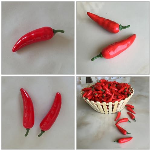 80pcs Realistic Mini Artificial Chili Peppers Simulated Red Pepper Food Model Props for Photography Kitchen Styling Festival Table Display and Event Decoration