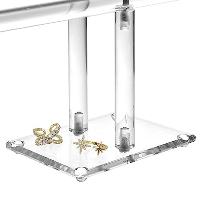 MOOCA Deluxe Clear Acrylic Jewelry Organizer, 2 Tier T-Bar Bracelet Holder, Acrylic Necklace Holder, Jewelry Holder, Jewelry Organizer Stand, Premium Quality with Enhanced Transparency - color: 2-Bar