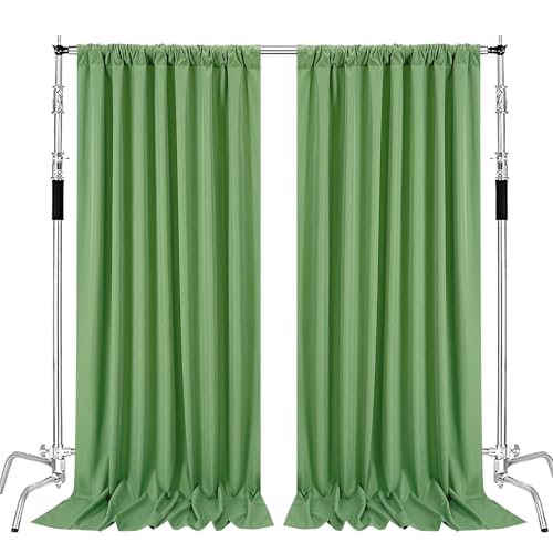 Sage Green Backdrop Curtains 10ft x 8ft Polyster Photo Drapes Fabric for Birthday Party Baby Shower Wedding - color: Sage Green, size: 5ft x 8ft 2 Panels