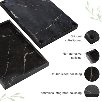Brown Marble Tray,Pure Natural Vanity Tray,Marble Tray for Kitchen Counter Non-Ceramic/Non-Resin,Stone Trays 12 x 8 inch - color: Brown