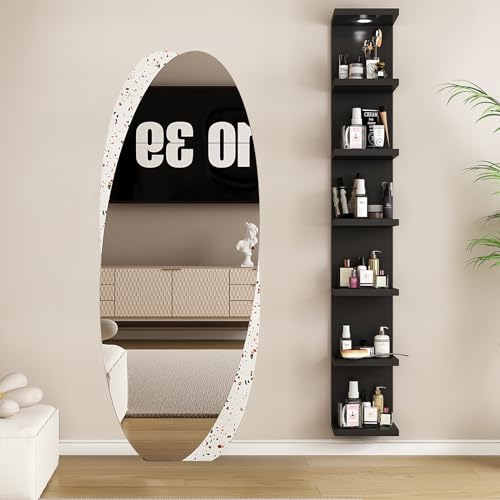 LitaEther Versatile 7 Tier Wall Shelf Unit,Black Lack Wall Shelf,Display Floating Shelf with LED Remote Control Light - color: Black, size: 7 Tier