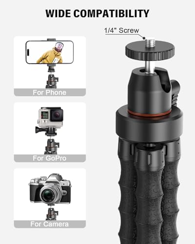 Vlogging Kit for iPhone/Android, Flexible Tripod with RGB Fill Light, Wireless Remote & Microphone, YouTube Starter Kit, Adjustable Content Creator kit for Tiktok/Vlog/Video Recording