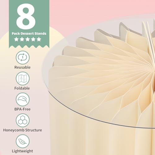 Buffet Risers Food Risers for Buffet Table Acrylic Risers Display Stands Tall Cake Stands Cylinder Stands for Party Pedestal Cake Stand Dessert Table Display Set Cupcake Stands Cupcake Display (8 Pcs White) - size: 8 Pcs White