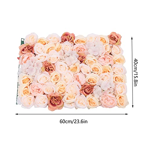 Gdrasuya10 4pcs Realistic Flower Wall Background Artificial Flowers Wall Backdrop Panel 3D Silk Rose Fake Flower Wall Panel Banquet Wedding Party Decor, Photography Background 60 x 40 cm - color: 4pcs, Champagne