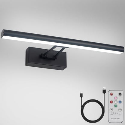 Picture Light, 13.5" Art Light, Black Picture Light Battery Operated,3CCT,Wireless Picture Lights with Remote, Light Over Picture Frame for Wall Painting(Black) - color: Matt Black, size: 13.5inches