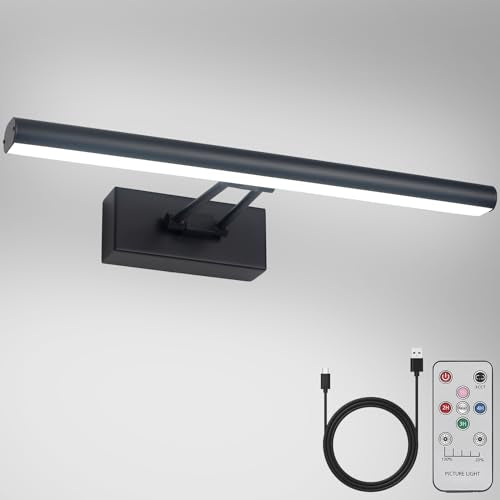 Picture Light, 13.5" Art Light, Black Picture Light Battery Operated,3CCT,Wireless Picture Lights with Remote, Light Over Picture Frame for Wall Painting(Black) - color: Matt Black, size: 13.5inches