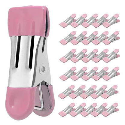 Clothes Pins Heavy Duty 30 Pack - 2.17 Inch Metal Chip Clips, Clothespins for Photo Drying Clothesline Laundry Sock, Bag Clips for Food Kitchen Stainless Steel with Rubber, Pink - color: Pink
