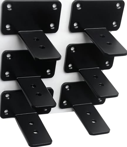 6 Pack - 3 inch Black Hidden L Shelf Bracket (1/5 Inch Thicked) Iron Floating Shelf Brackets Rustic Industrial Metal Brackets for Shelf Support - size: 3 Inch, style: Black 6 Pack