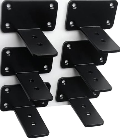 6 Pack - 3 inch Black Hidden L Shelf Bracket (1/5 Inch Thicked) Iron Floating Shelf Brackets Rustic Industrial Metal Brackets for Shelf Support - size: 3 Inch, style: Black 6 Pack