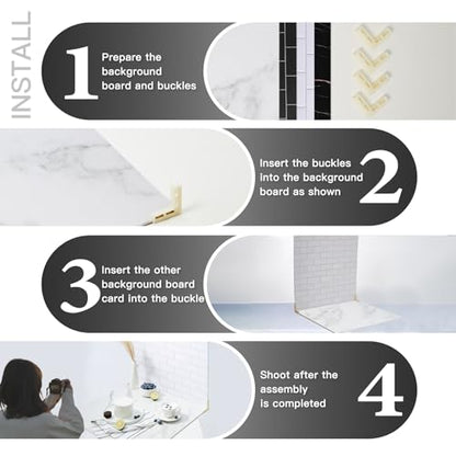 2-Sided 2 PCS Photo Backdrop Boards, Subway Tile Flat Lay Food Photography Background Board, Durable Waterproof Product Food Photography, 24x24 Inch, BEIYANG - color: Double-Sided Marble Cement 24x24
