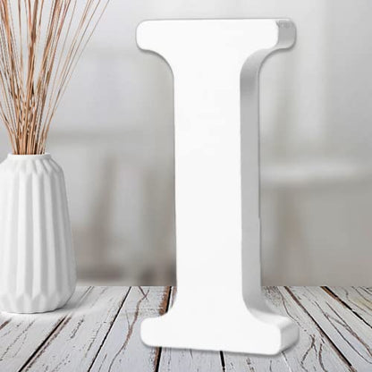 AOCEAN 6 Inch White Wood Letters - Unfinished Wood Letters for Wall Christmas Decor Standing Letters Slices Sign Board Decoration for Xmas Home Party Projects (I) - style: I