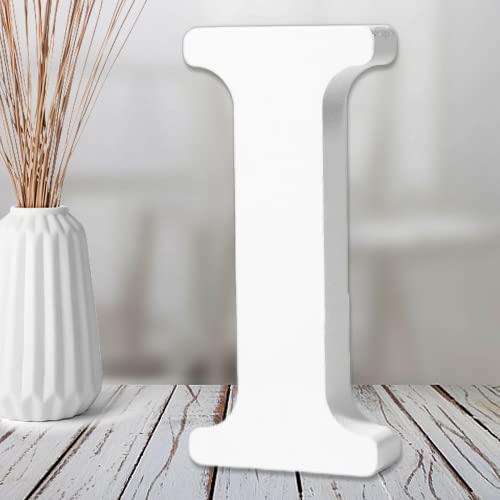 AOCEAN 6 Inch White Wood Letters - Unfinished Wood Letters for Wall Christmas Decor Standing Letters Slices Sign Board Decoration for Xmas Home Party Projects (I) - style: I