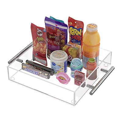Clear Serving Tray 12"x12" - Acrylic Decorative Tray with Handles - size: 12" x 12" x 2"