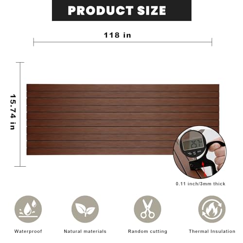 3D Wall Panels Peel and Stick – 15.74"x118" PVC Faux Wood Grain Texture, Self Adhesive Waterproof Wall Covering, DIY Accent Wall, Sofa Background Backsplash & Modern Home Decor, Covers 12.9 sq.ft