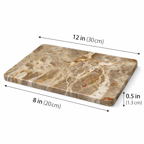 Home Basics Multi-Purpose Pastry Marble Tray Cutting Board Slab With Non-Slip Feet For Stability & Scratch Protection For Countertop. Easy To Clean,Trivet, Beige, (8Inches x 12Inches) - color: Beige, size: 12"L x 8"W