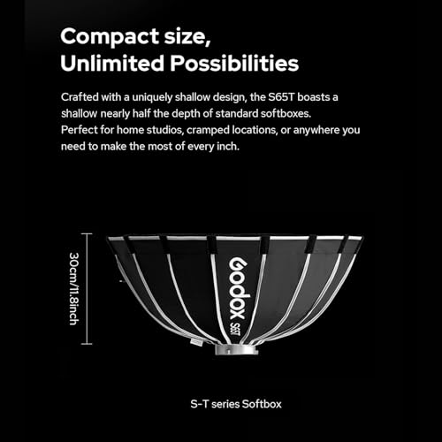 Godox S65T 65cm/25.6in Quick Release Umbrella Softbox Professional Foldable Softbox with Standard Bowen Mount & Diffusers for Photography Studio - size: 25.6 inch Softbox