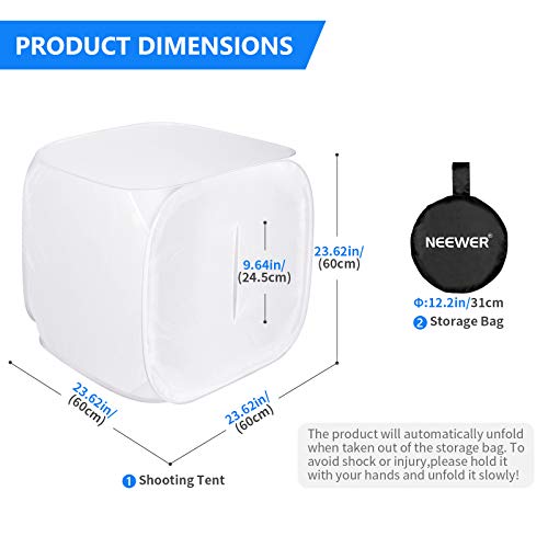 Neewer® 24x24 inch/60x60 cm Photo Studio Shooting Tent Light Cube Diffusion Soft Box Kit with 4 Colors Backdrops (Red Dark Blue Black White) for Photography - size: 24x24 inch
