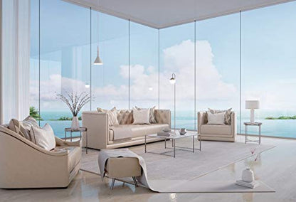 Yeele 10x8ft Modern Luxury Sea View Living Room Backdrop Beach Window House with Business Office Interior Photography Background Home Design New Lifestyle Photo Studio Props