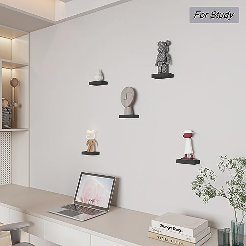 HAO Small Floating Shelf 6 inch Wall Mounted Mini Hanging Display Shelves for Living Room Bedroom Bathroom Set of 5 Black - color: Black, size: 5.5 Inch,Set of 5