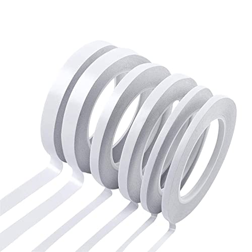 Double Sided Tape for Crafts,6 Rolls Multi-Size Thin Double-Sided Adhesive Tape for Scrapbooking,Card Making,Arts,Photo,Paper Backing(82Ft Per Roll)