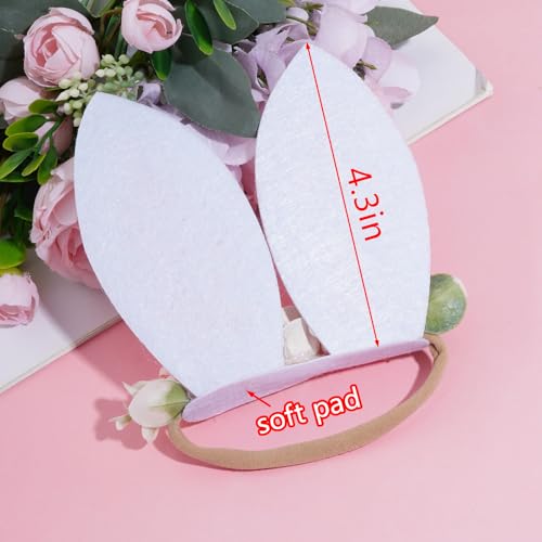 Floral Bunny Ear Headband Flower Elastic Hairband Easter Flower Ear Crown Spring Bunny Headbands