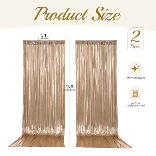 10x10ft Champagne Backdrop Curtains Glitter Sequin Photo Backdrop Curtain Fabric Shimmer Drapes Backdrop Bridal Baby Shower Wedding Birthday Party Photography Backdrops Photoshoot 5x10FT, 2 Panels - color: Champagne, size: 10 ft X 10 ft(2 Panels 5ft X 10f