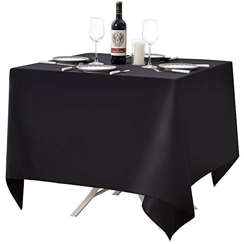 Surmente Black Square Tablecloth-52x52 Inch Table Cloth for Small Square Tables,Washable Polyester Table Cover for Weddings, Banquets, or Restaurants - color: Black, size: 52" x 52" (Square)