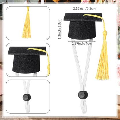 Eccliy 2 Pcs Pet Graduation Caps Mini Bachelor Hats with Tassel for Small Animal Guinea Pigs Hedgehog Bird Turtles Hamster Photo Props Graduation Holiday Festival Party Accessory (Yellow) - color: Yellow