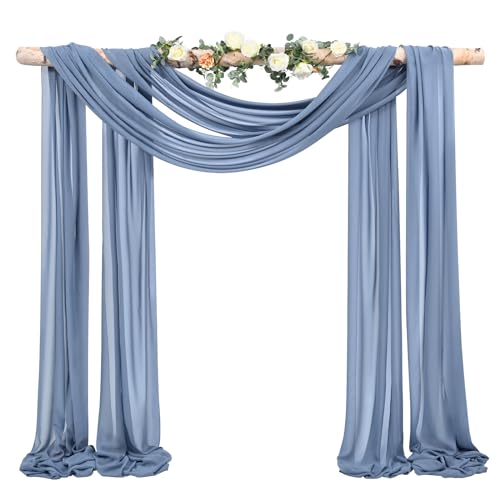 Wedding Arch Draping Fabric,1 Panel 28" x20ft Dusty Blue Wedding Arch Drapes for Ceremony Chiffon Fabric Drapes Arbor Drapery Wedding Arch Decorations for Reception Sheer Backdrop Curtains for Party - color: Dusty Blue, size: 28"W x 240"L (Pack of 1)