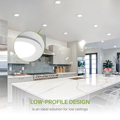 ASD 6 Pack LED Recessed Lighting 4 Inch 12W, 5 CCT 2700K-5000K CRI90+, IC Rated Ultra Thin Dimmable Ceiling Lights with J Box, Canless Wafer Downlight, Round Slim Panel Light, Energy Star ETL, White - color: White, size: 4 Inch 6 Pack