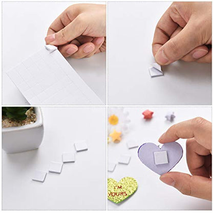 Outus 8 Sheets Foam Adhesive Squares, 1320 Pcs Total Double Sided Self Dots Precut Squares Strips Foam Dots for Scrapbook DIY Crafts Office Supplies, 2 Sizes