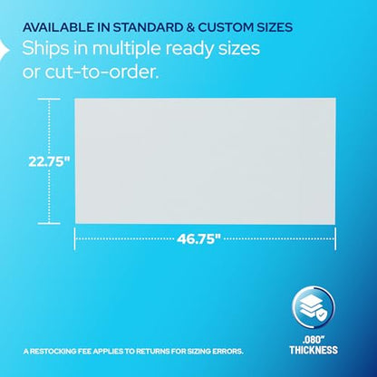 KASTLITE Frost Glaze Acrylic Lighting Panels | 22.75" x 46.75" x .080" Textured Frosted Plexiglass Diffuser Sheets | Flat Fluorescent Light Covers for Ceiling Lights & Overhead Fixtures | 4-Pack - size: 22.75" x 46.75"