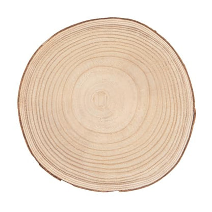 Creative Co-Op Large Paulownia Wood Pedestal with Metal Legs - color: Raw Finish, size: 11"
