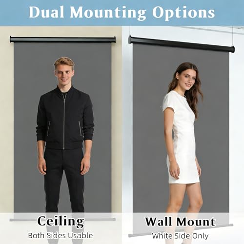 Retractable Gray Photography Backdrop 36" x 59", Portable Roll-Up, Pull-Down Background, Auto-Lock Backdrop Screen for Passport Photo, Product Photography, Headshots, Video Studio - color: Gray