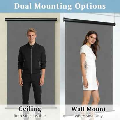 Retractable Gray Photography Backdrop 36" x 59", Portable Roll-Up, Pull-Down Background, Auto-Lock Backdrop Screen for Passport Photo, Product Photography, Headshots, Video Studio - color: Gray